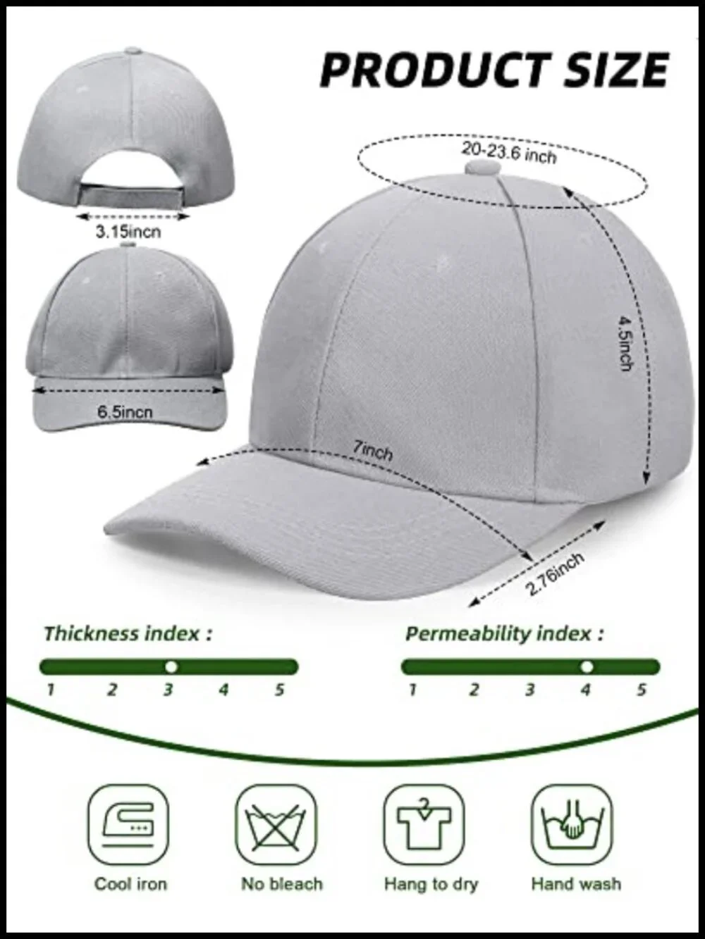 24 Pack Baseball Caps Adjustable Acrylic Blank Plain Hats
